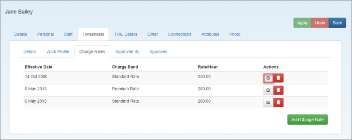 Define staff charge rates – Practice Engine